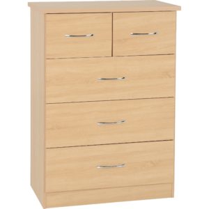 Nevada 3 + 2 Drawer Chest - Oak - Value Flooring and Furniture