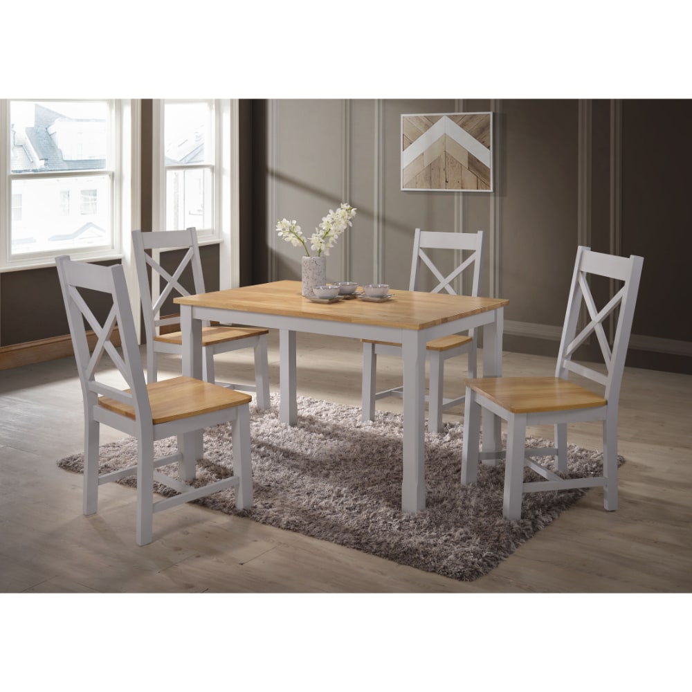 Rochester 4' Dining Set - Grey and Oak - Value Flooring and Furniture